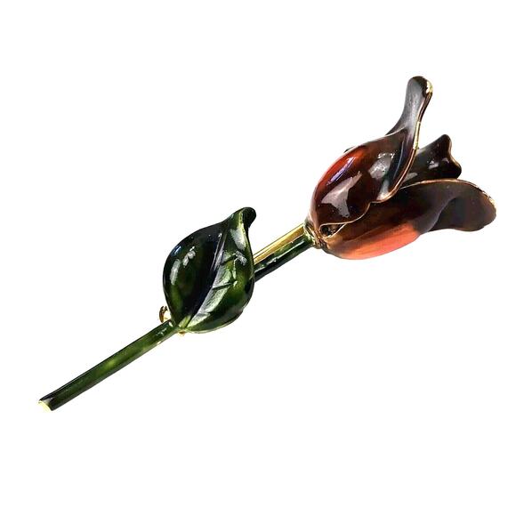 Original by Robert Jewelry - Vintage Original By Robert Enamel Rose Brooch Pin